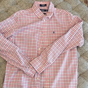 Izod Men's Pink and Blue Checkered Shirt